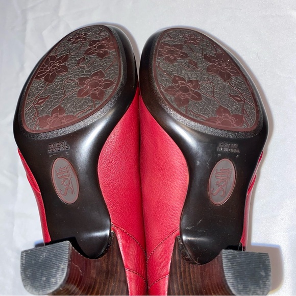 Söfft Deep Red Leather Low Heels - Picture 10 of 10